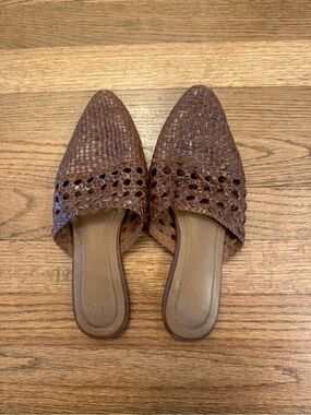 Jeffrey Campbell Brown Woven Pointed Toe Slide Mules